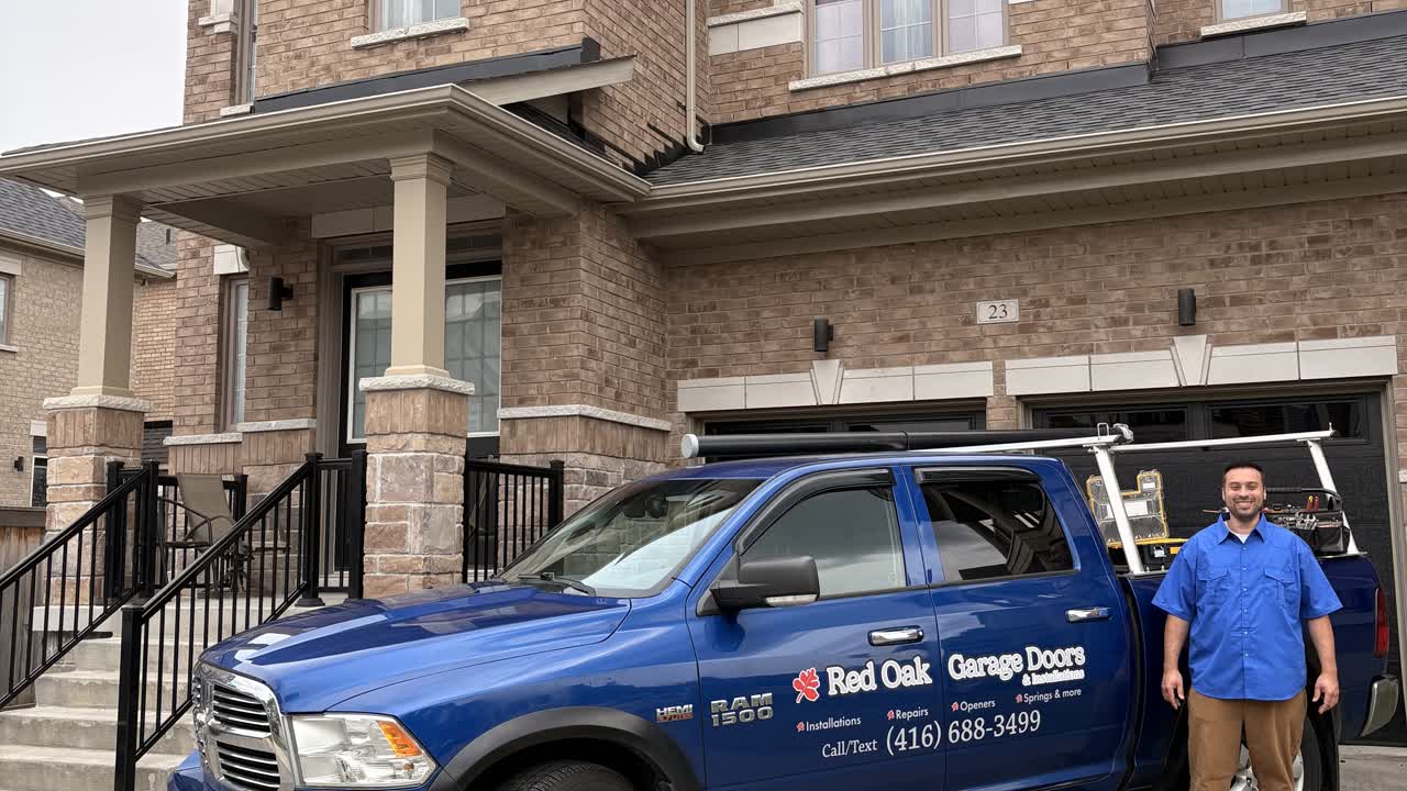 RedOak garage door service vehicle and residential garage
